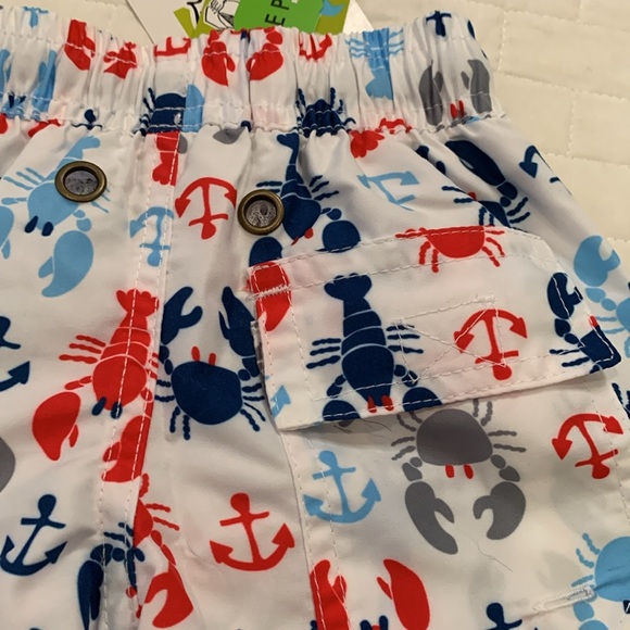 NWT Flap Happy Swim Trunks, Blue & Red Crab & Lobster Design, Boys Size 6M - Picture 9 of 10